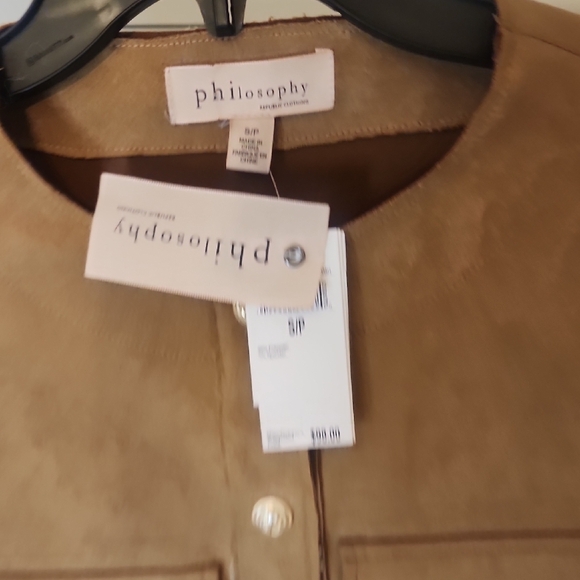 Philosophy Camel Women's Suede Biker Blazer Size S - Picture 4 of 5